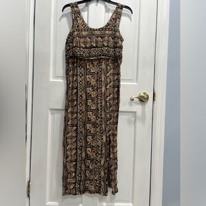 UM & COMPANY By Ulterior Motives Beaded Brown Black Slit Dress SIZE 7/8 PreLoved